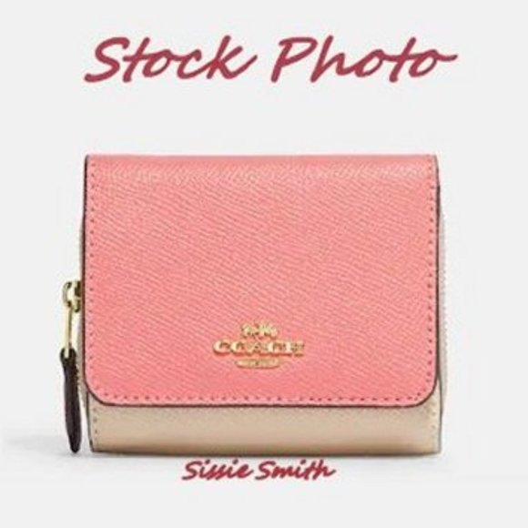 NWT Coach Candy Pink Small Trifold Wallet in Colorblock - Picture 7 of 9